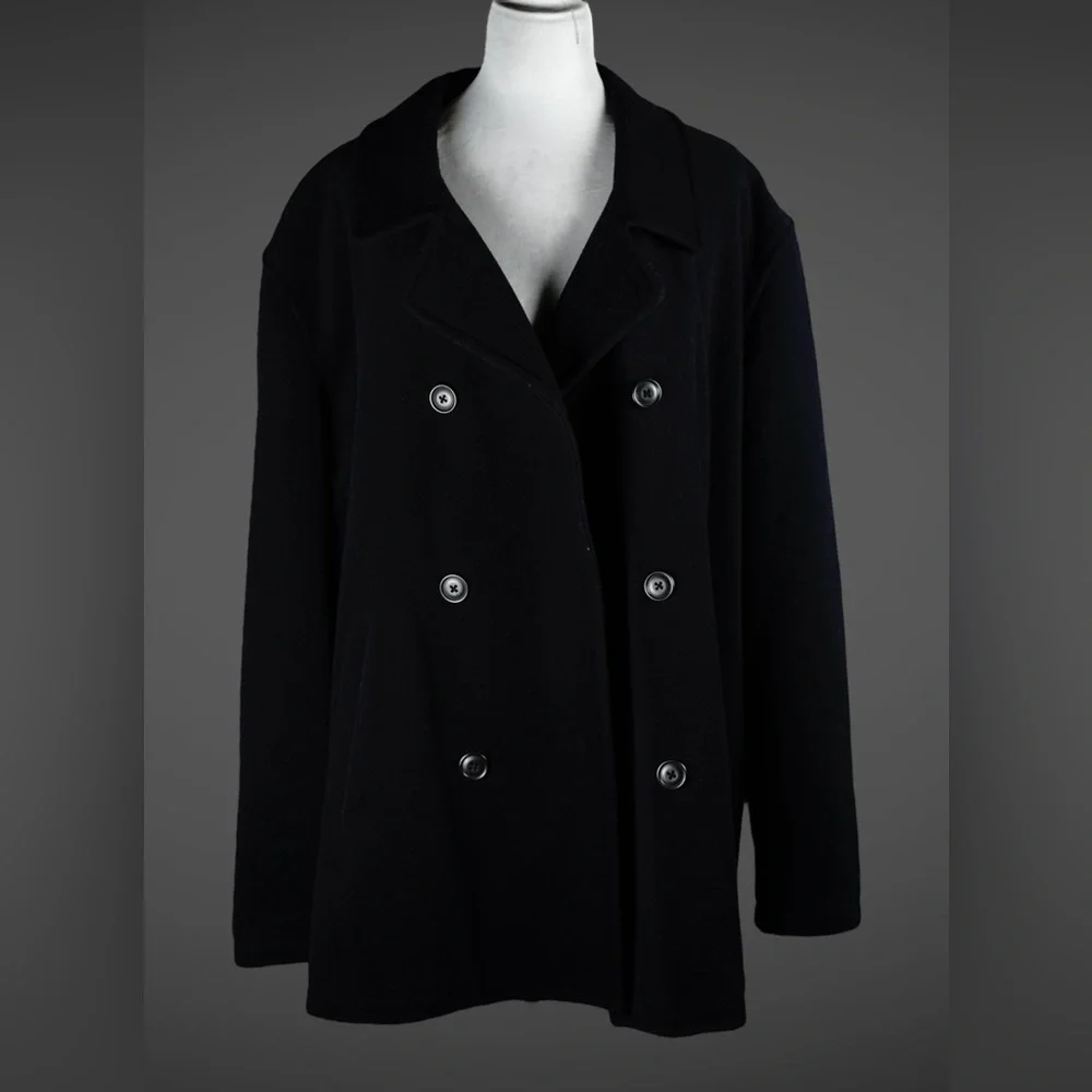 J.Crew Womens XL Black Wool Blend Peacoat – PROFESSIONALLY DRY CLEANED 9/18/2025 - Picture 6 of 17